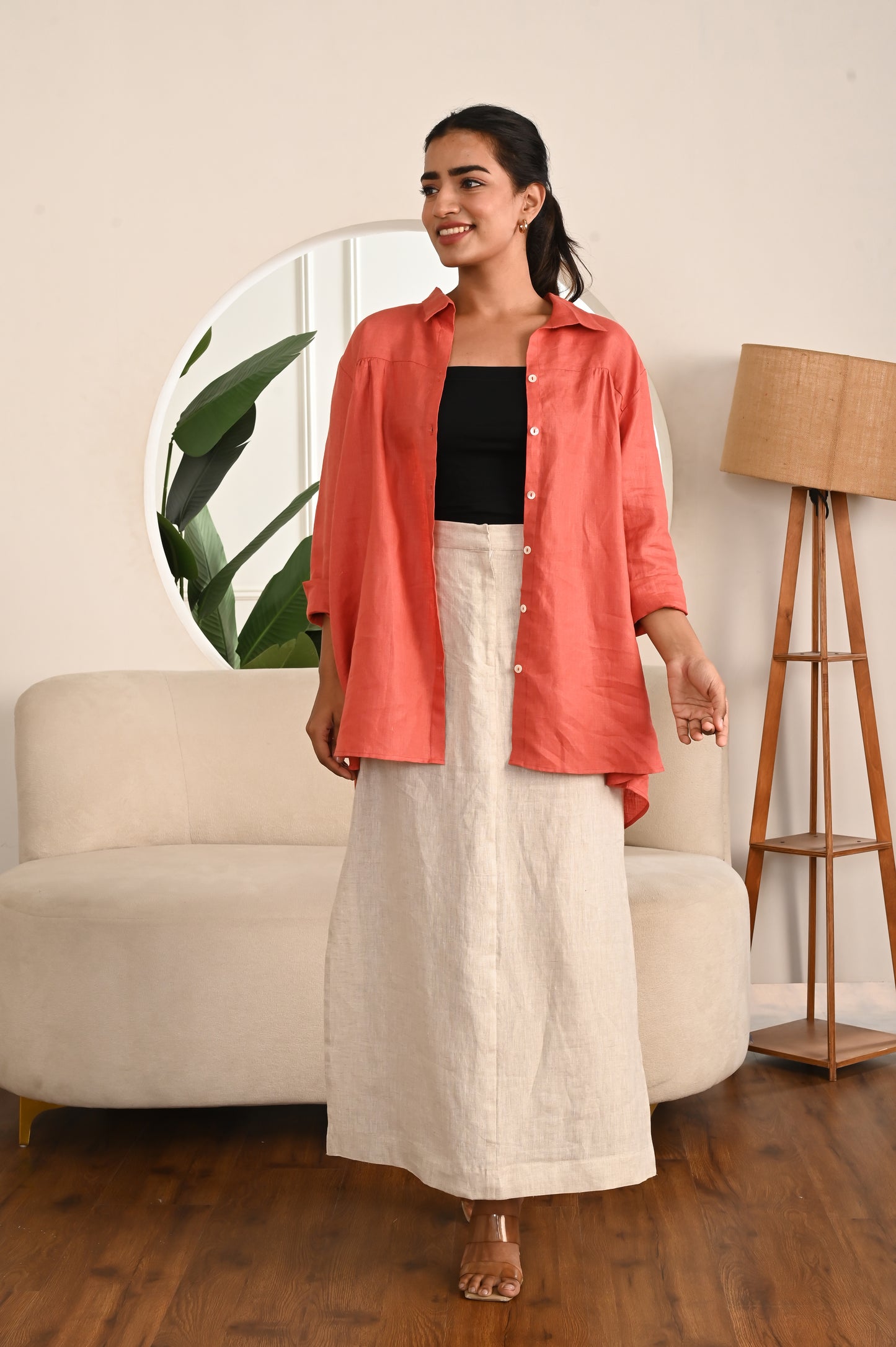 Natural Ease High Waisted Ankle Length Slit Skirt