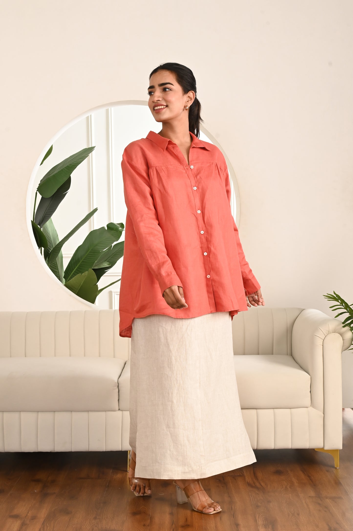 Natural Ease High Waisted Ankle Length Slit Skirt
